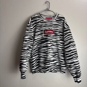 Supreme Box Logo Crewneck Zebra Vintage Pullover Size Large